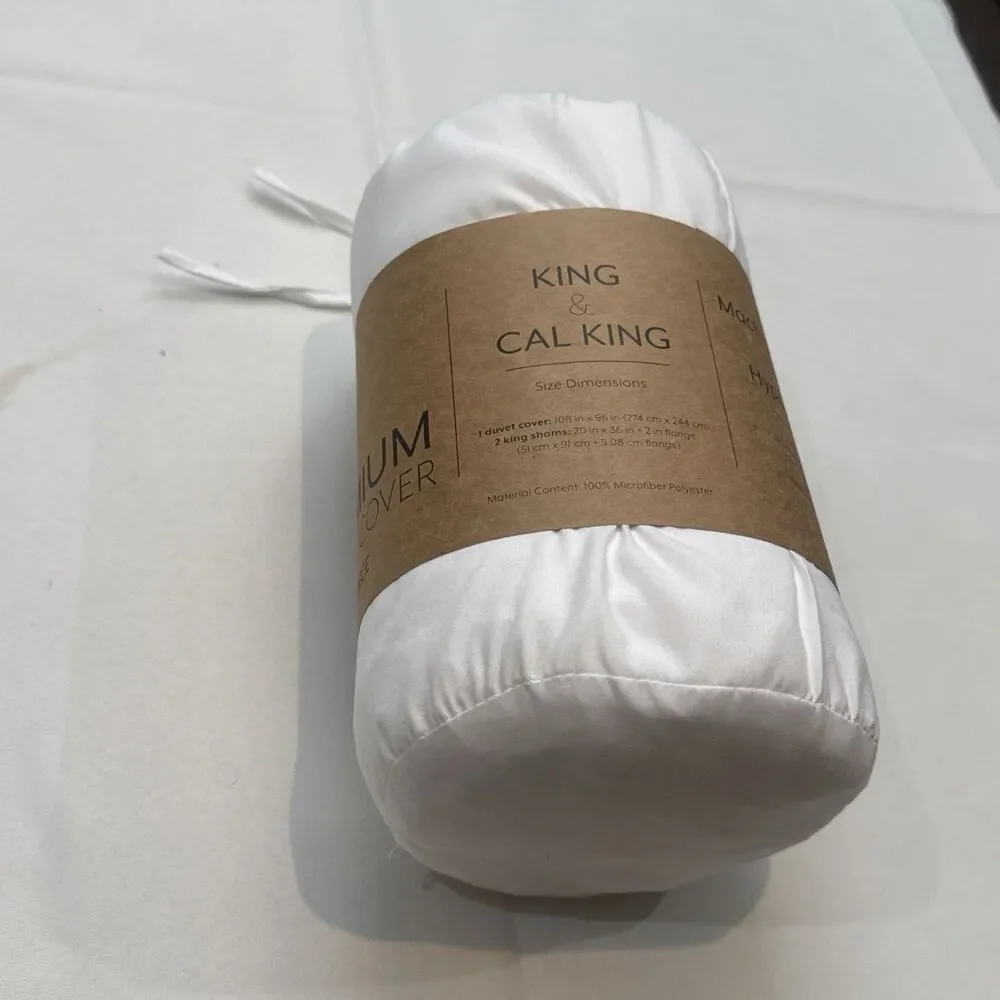 3PC Luxury Comfort Premium Duvet Cover Set King/Cal King in White BRAND NEW SET